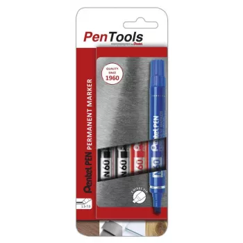 Pentel N60 állandó marker vésőhegy 4 darabos csomag vegyes színek fekete, kék, piros, zöld