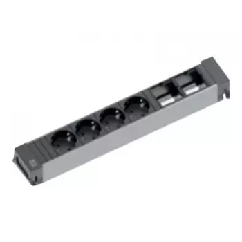 Bachmann Power Frame ALU asztali tápellátó egység 6 foglalatos 4x Type E aljzat 2x RJ45 Cat.6 2m kábel