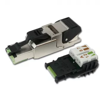 Telegärtner RJ45 dugó MFP8 Cat.6a (Deep), T568A előre felszerelt porvédő sapkával, robusztus cinköntésű ház - 1 darab (J00026A2004)