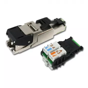 Telegärtner RJ45 dugó MFP8 Cat.6a (Deep), T568A előre felszerelt porvédő sapkával, robusztus cinköntésű ház - 1 darab (J00026A2004)