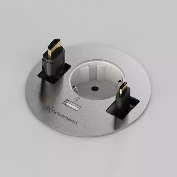 Kindermann CablePort table³ asztali csatlakozódoboz beépítéshez, ezüst