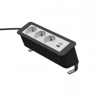 Kindermann CP Office Desk tápmodul 4-es 3x Schuko 1x USB-A (7550000223)