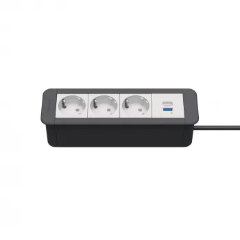 Kindermann CP Office Frame 4-es asztali csatlakozómodul 3x Schuko-aljzattal és 1x USB-A töltőporttal (7551000223)