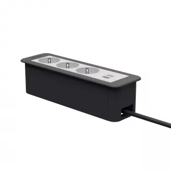 Kindermann CP Office Frame 4-es asztali csatlakozómodul 3x Schuko-aljzattal és 1x USB-A töltőporttal (7551000223)