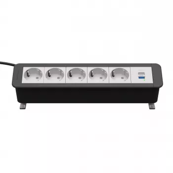 Kindermann CP Office Desk elosztó 5x Schuko 1x USB-A 3 m fekete