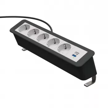 Kindermann CP Office Desk elosztó 5x Schuko 1x USB-A 3 m fekete