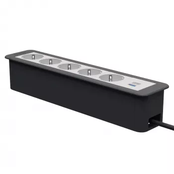 Kindermann CablePort Office Frame 6-fold 5x Schuko 1x USB-C PD 60W ezüst