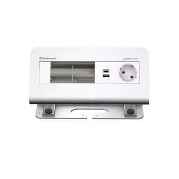 Kindermann CablePort desk² 4 foglalatos 1x Schuko aljzat 1x USB-A töltés ezüst