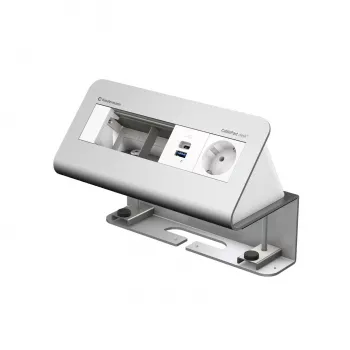 Kindermann CablePort desk² 4 foglalatos 1x Schuko aljzat 1x USB-A töltés ezüst