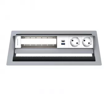 Kindermann CP Standard² 6 foglalatos asztali csatlakozópanel 2x aljzattal, 1x USB-A töltőcsatlakozóval, HDMI, RJ45
