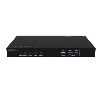 Kindermann KVM Switch 41C - 4 portos digitális KVM switch DVI-D, USB, audio, EDID-emulációval