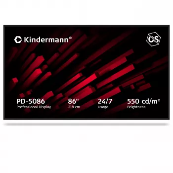 Kindermann Display PD-5086 86 inch 4K UHD Professional Digital Signage Display, 550 cd/m², 24/7, OPS-Slot, Non-Touch