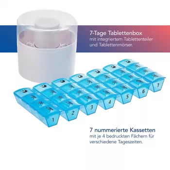 First Aid Only tablettatartó tablettaosztóval kék fehér