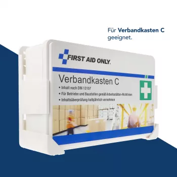 First Aid Only fali tartó C típusú elsősegélydobozhoz, előfúrt lyukakkal, fehér/szürke
