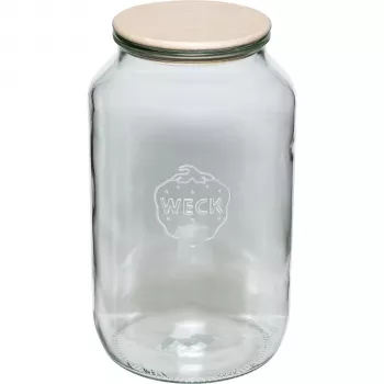 WECK 3L kerek peremű üveg fa fedéllel