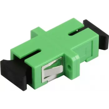 SYNERGY21 SC/APC optikai adapter, egymódusú, szimpla, PVC, kerámiahüvely, peremes, zöld