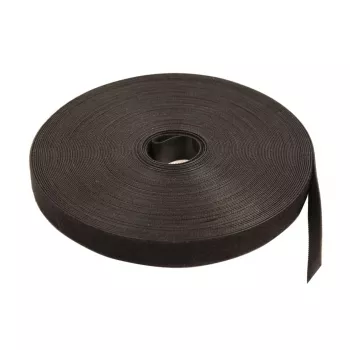 Synergy 21 S215680 tépőzáras kábelkötegelő tekercs - nylon/polipropilén - fekete - 25 m x 20 mm x 1 mm