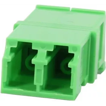 Synergy 21 S215678 LC/APC optikai adapter csatlakozó duplex singlemode 9/125µm kerámia PVC perem nélküli zöld lézervédő zárral