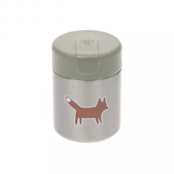 Lassig Little Forest Fox termotároló ételhordó, 315 ml, duplafalú rozsdamentes acél, kifolyásmentes, zöld