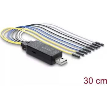Delock USB 2.0 - TTL UART soros konverter, 3,3V/5V, 6 pólusú tűsor, 30 cm kábel