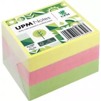 UPM Notes Brillant öntapadós jegyzet 75x75mm 100 lap tömbönként 6 tömb vegyes színek
