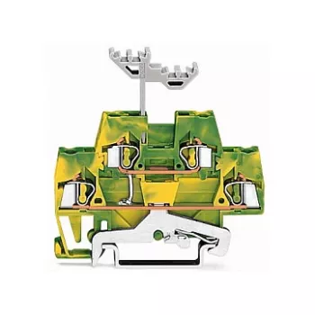 WAGO 280-517 kétszintes földelőkapocs, 4 vezetős, 2,5 mm², CAGE CLAMP, zöld-sárga