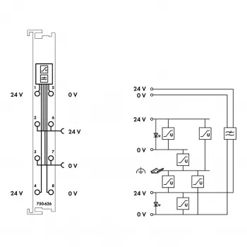 WAGO 750-626 tápszűrő modul 24 V DC, CAGE CLAMP, szürke