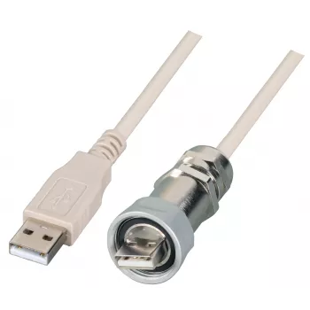 EFB IP67 USB 2.0 kábeltömszelence M20, USB Type-A dugó USB Type-A dugóra, 1,0 m, ezüst/fekete