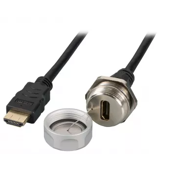 EFB Elektronik IP67 HDMI beépíthető aljzat, M25, HDMI A-A aljzat-dugó, szervizport, tartókötél, 1,0 m