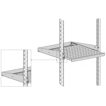 EFB Elektronik 19 inch 2U kihúzható fiók, 455 mm mélység, elölszerelés, 20 kg teherbírás, RAL 7035 világosszürke