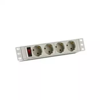 EFB-Elektronik 10 1HE elosztósáv 4 x CEE 7/3 kapcsolóval alumíniumprofil szürke