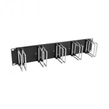 EFB 19 inch 2U kábelkezelő panel 5 x fém dupla tartóval 75 mm RAL9005 (699983TS.1)