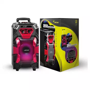 Leicke DJ ROXX TROLLEY PRO hordozható PA hangszórórendszer Bluetooth-szal, 100W RMS, 10 inch mélynyomó, LED világítás, trolley, mikrofon, távirányító