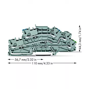 WAGO 2003-6646 többszintes szerelési sorkapocs, N/L/PE, 2,5 mm², Push-in CAGE CLAMP, szürke