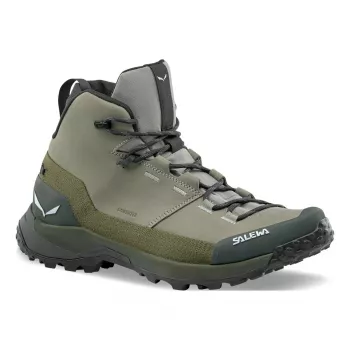 SALEWA Puez Leather Mid PTX túrabakancs - Shadow/Dark Olive - UK 9