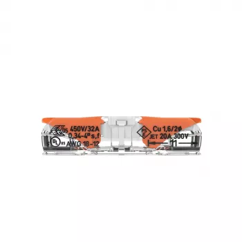 WAGO 221-2401 Inline összekötő, 2 vezetékes, 0,2-4 mm², 600 darab, átlátszó/narancssárga