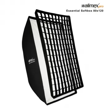 Walimex Pro Softbox Essential 80x120 cm téglalap softbox Bowens csatlakozóval, ezüst belsővel, diffúzorokkal, hordtáskával