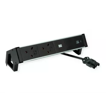 Bachmann Desk 2 Alu asztali elosztó - 2x UK G típusú aljzat - 2m kábel - fekete