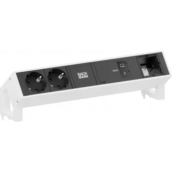 Bachmann DESK2 2x CEE 7/3 1x USB-C 100W 1x egyedi modul 1 m RAL 9010 tiszta fehér asztali táp- és adatmodul