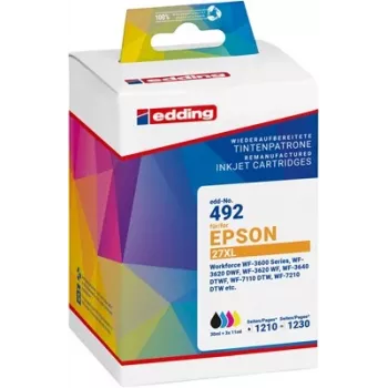 Edding kompatibilis tintapatron combo csomag Epson 27XL-hez (cián, bíbor, sárga) - nagy kapacitás - 3 darabos csomag