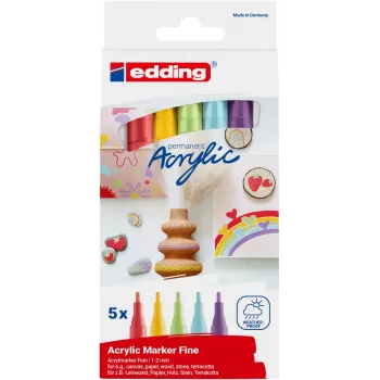 EDDING 5300 akrilmarker készlet vegyes színek 1,0 - 2,0 mm 5 darab (4-5300-5S-2)