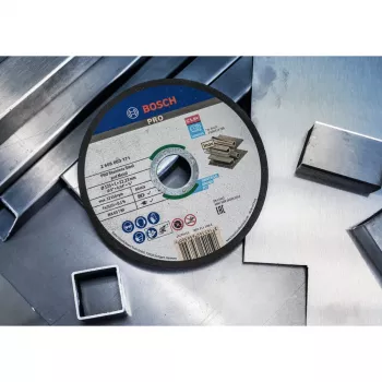 BOSCH POWERTOOLS PRO vágótárcsa rozsdamentes acélhoz és fémhez, Ø 125 mm, 100 darab vödörben (furat 22,23 mm, WA 60 T BF)