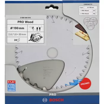BOSCH Power Tools PRO fa körfűrészlap 190 mm (3 darabos előnycsomag)