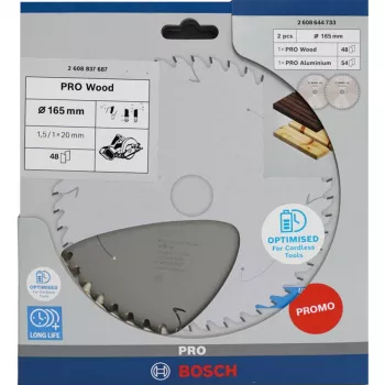 BOSCH PRO fa/alumínium körfűrészlap 165mm, ikercsomag