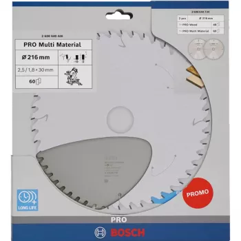 BOSCH PRO fa/multianyag körfűrészlap 216 mm, dupla csomag