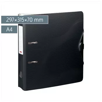BRUNNEN WAVE karos irattartó onyx fekete műanyag 7,0 cm DIN A4