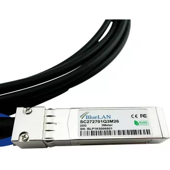 BlueOptics kompatibilis Juniper JNP-SFP-25G-DAC-5M BlueLAN 25GBASE-CR passzív SFP28 Direct Attach kábel, 5 m, AWG26