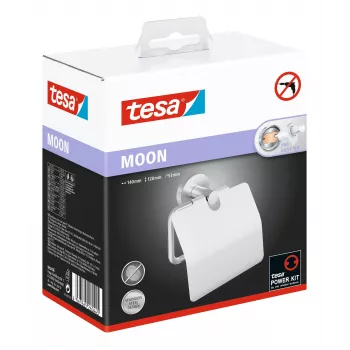 Tesa MOON WC-papírtartó fedéllel, öntapadós, nemesacél hatású, ezüst, 1 db
