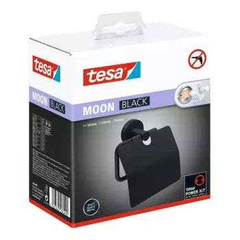 Tesa MOON BLACK WC-papírtartó fedéllel, öntapadós, fekete, 1 db