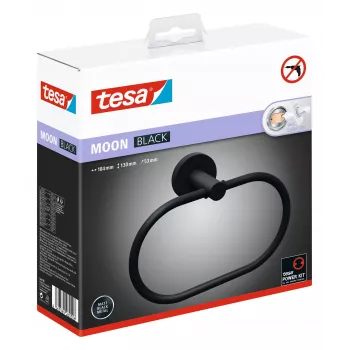 Tesa MOON BLACK törölközőgyűrű öntapadós porszórt fém matt fekete